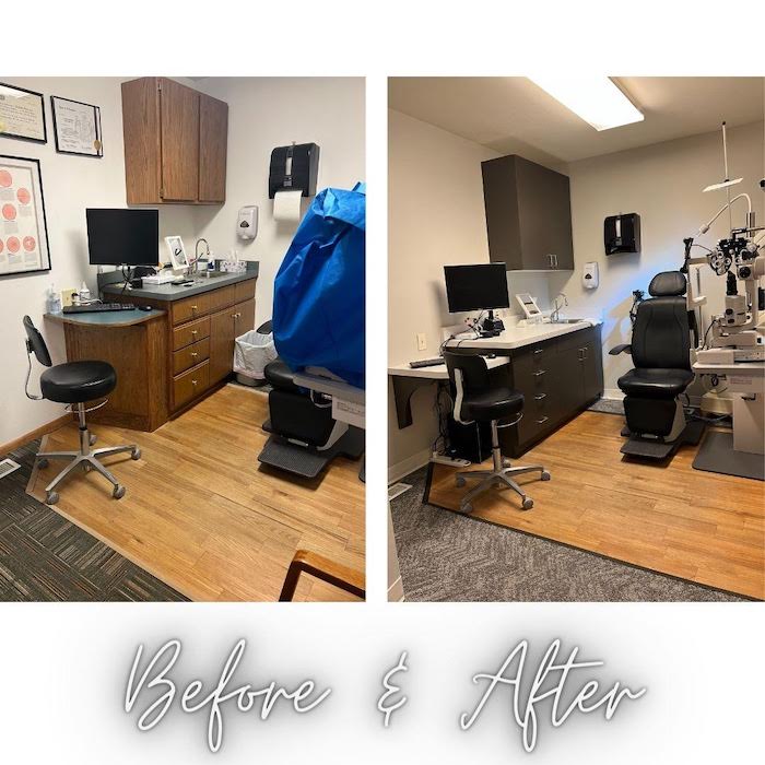 Before and After photos of the exam room - Sussex location